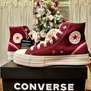 BNIB Converse Chuck Taylor CTAS Lift Hi A07114C Deep Bordeaux/Egret VHTF
